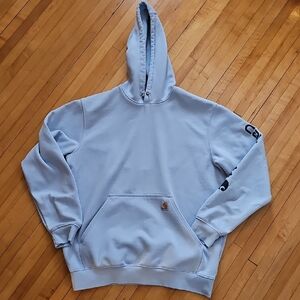 Carhartt Light Blue Hoodie with Sleeve Logo